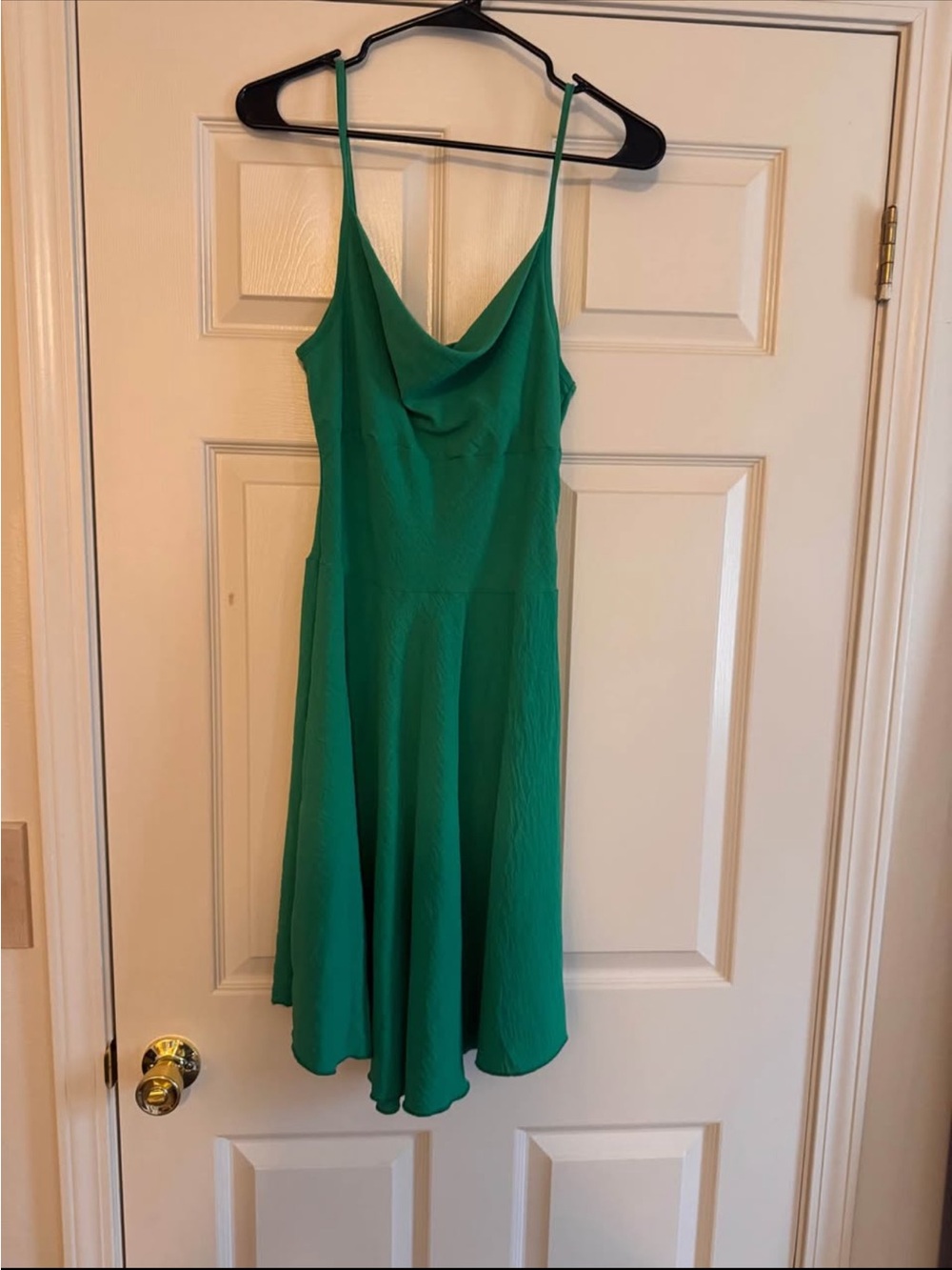 Green Spaghetti Strap Cowl Neck Dress